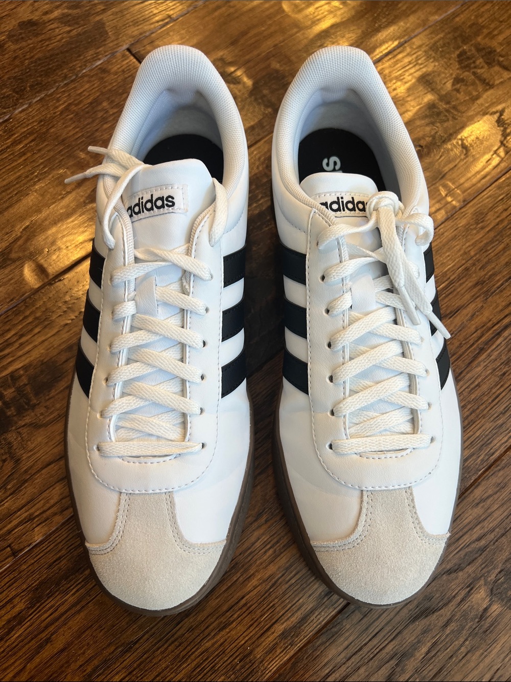 adidas White and Black Classic Court-Style Sneakers